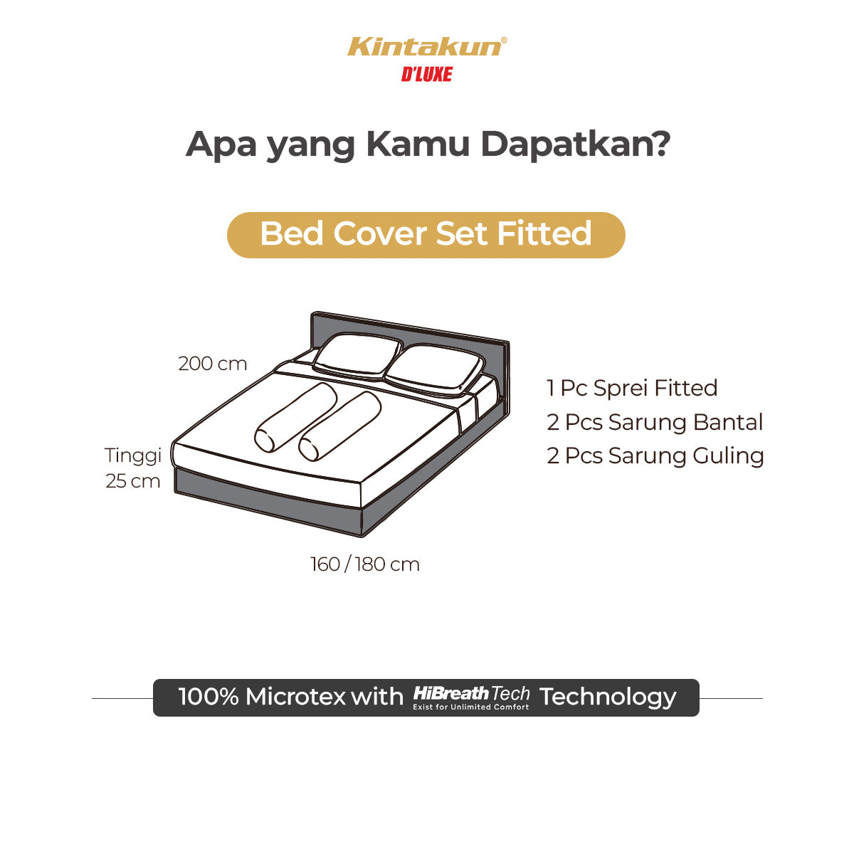 Kintakun Dluxe Sprei Fitted Theo Tinggi 25cm