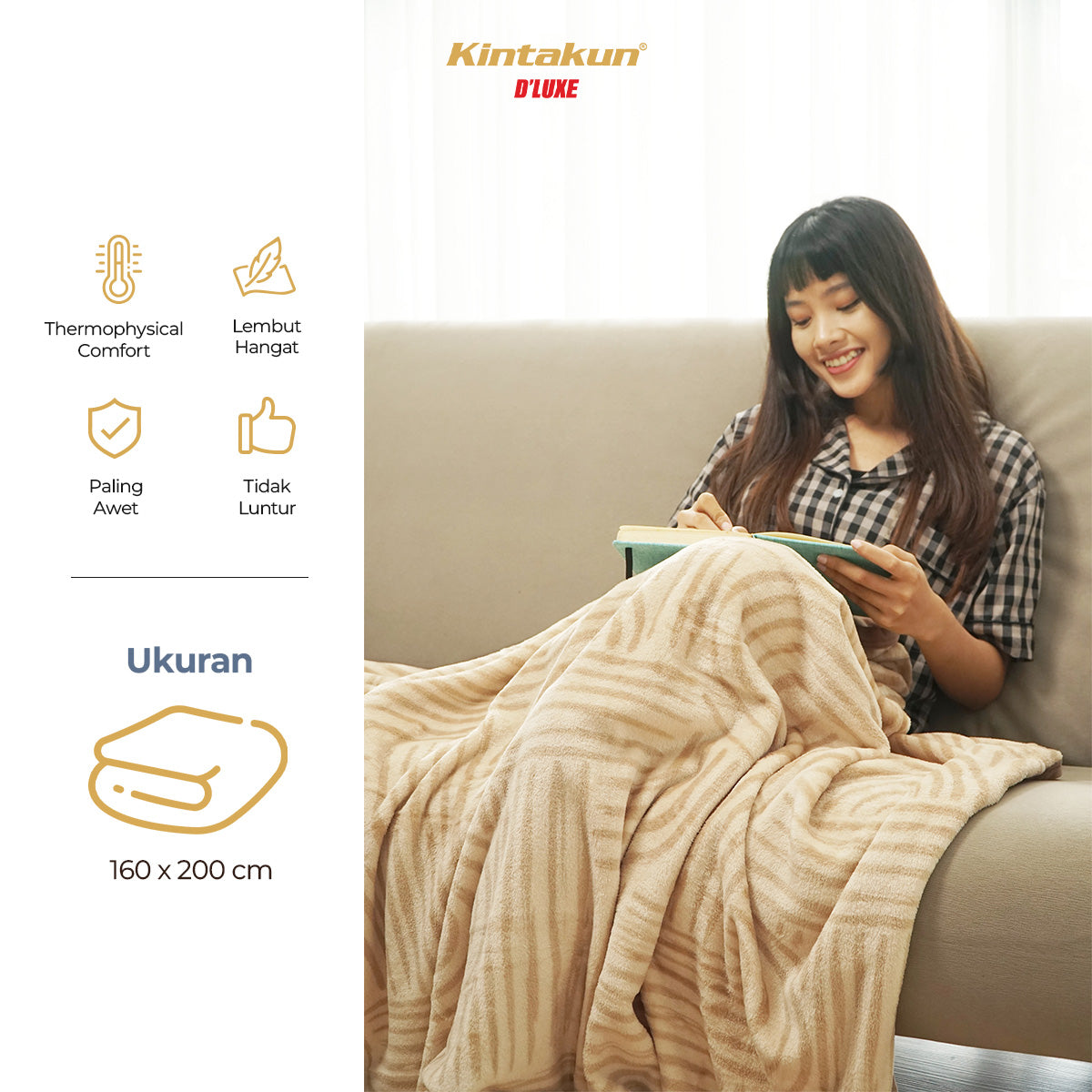 Kintakun Dluxe Selimut Flannel 160 x 200 Varian Motif