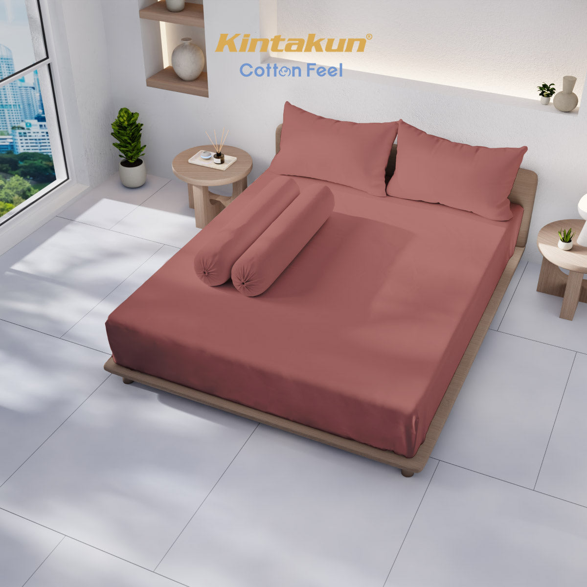 Kintakun Cotton Feel Mix & Match Sprei Pocket Varian Auburn Tinggi 30 cm