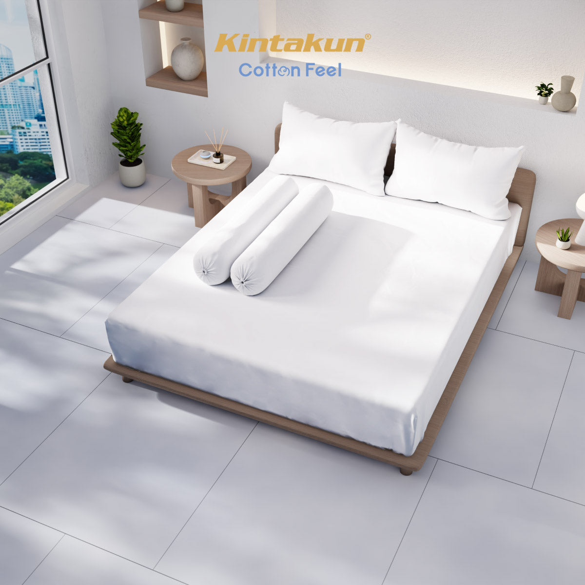 Kintakun Cotton Feel Mix & Match Sprei Pocket Varian Bright White Tinggi 30 cm