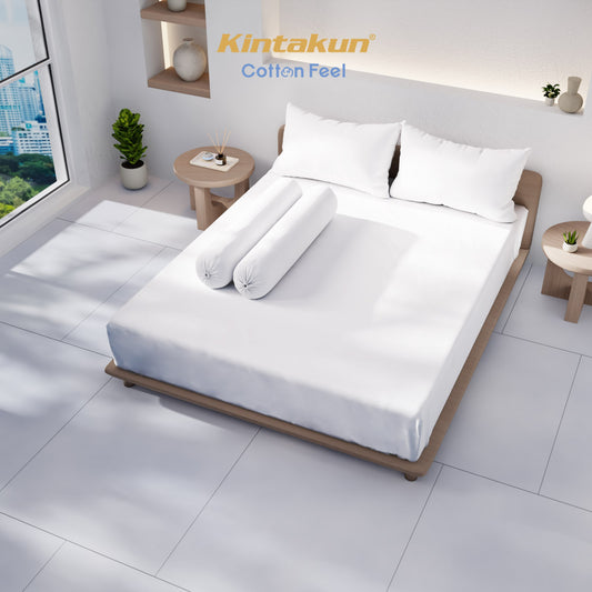 Kintakun Cotton Feel Sprei Fitted Pocket Varian Bright White Tinggi 30 cm
