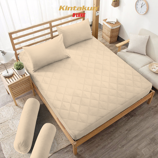 Kintakun DLUXE Sprei Quilt Microtex 160 x 200 Matrass Korea (2in1) Tinggi 30cm Varian Butter Cream