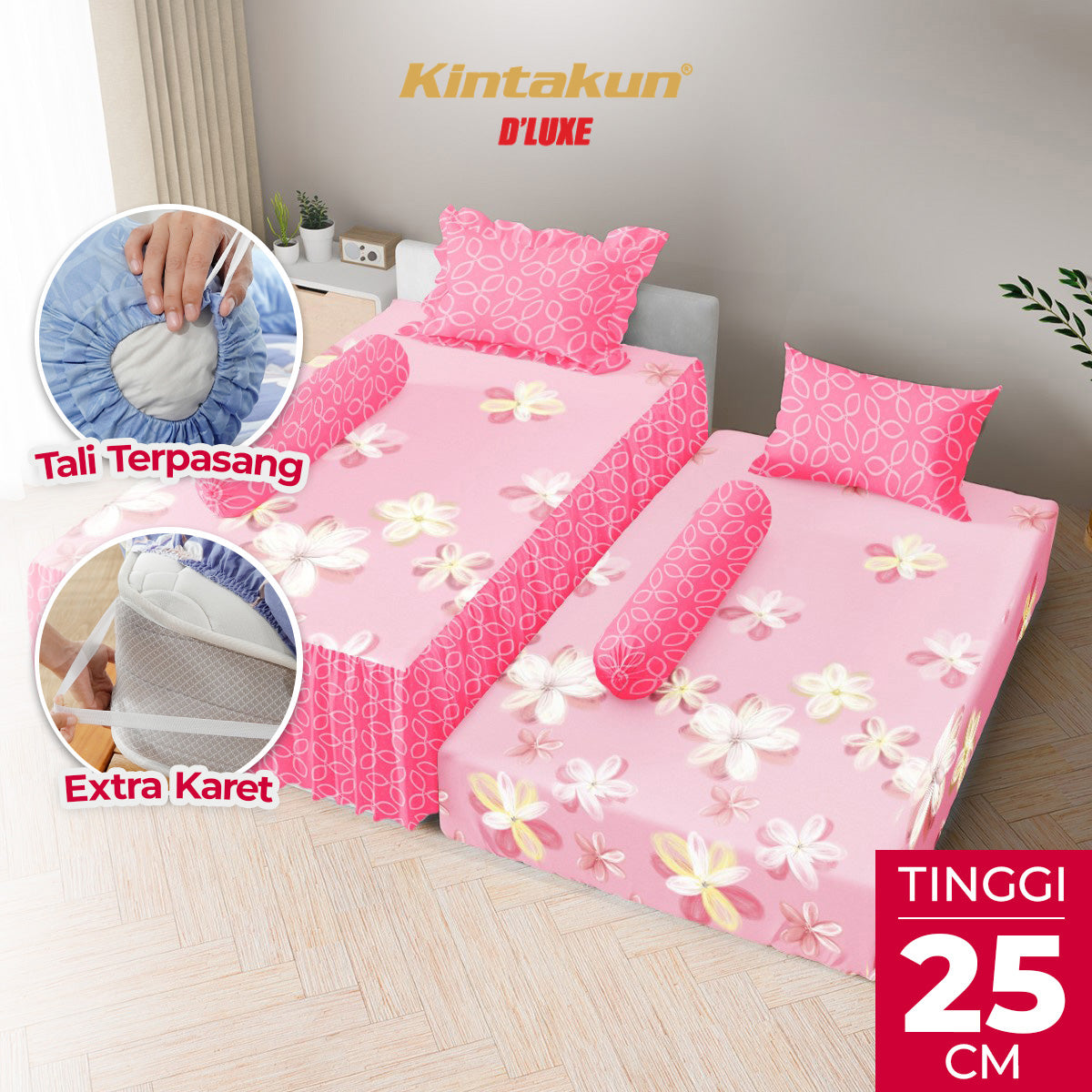 Kintakun Dluxe Sprei Duo 2in1 Carmelia Tinggi 25cm