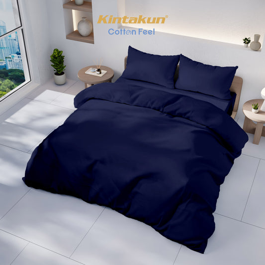 Kintakun Cotton Feel Bedcover Set Fitted with Pocket Tinggi 30 cm Varian Dark Navy