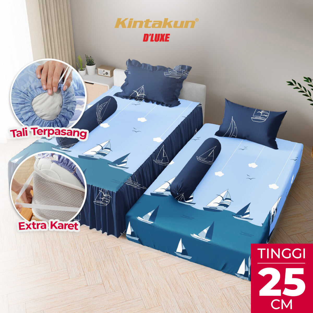 Kintakun Dluxe Sprei Duo 2in1 Dianita Tinggi 25cm