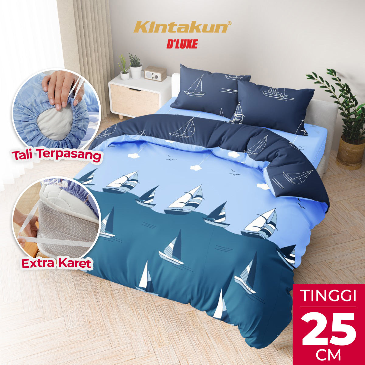 Kintakun Dluxe Bedcover Set Fitted Dianita Tinggi 25cm