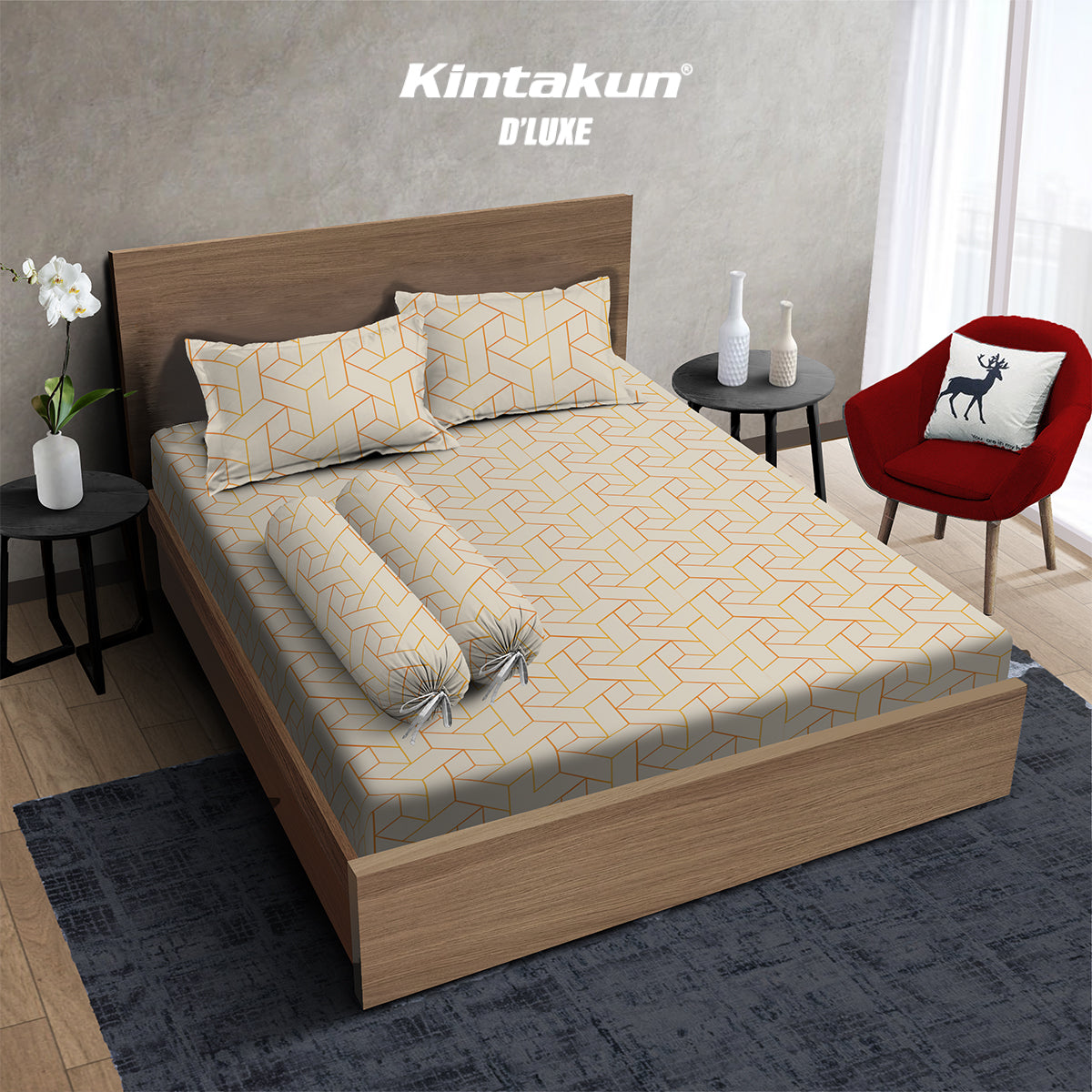 Kintakun Dluxe Gold Sprei Fitted 200 x 200 Tinggi 30cm Varian Motif
