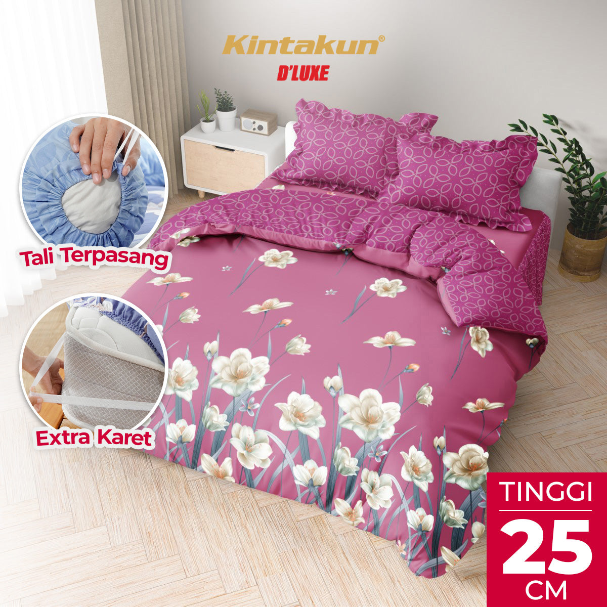 Kintakun Dluxe Bedcover Set Fitted Ervina Tinggi 25cm