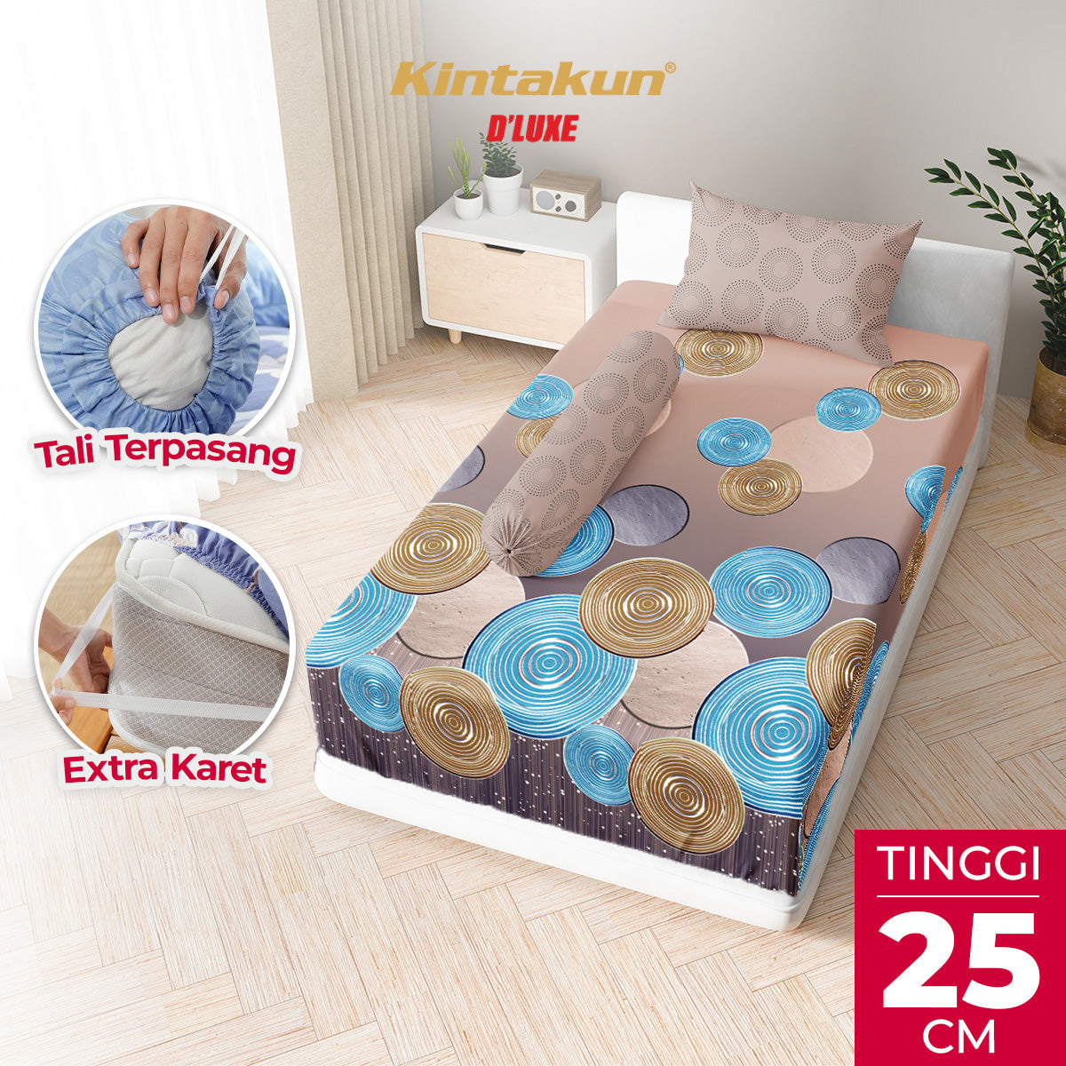 Kintakun Dluxe Sprei Fitted Eshania Tinggi 25cm