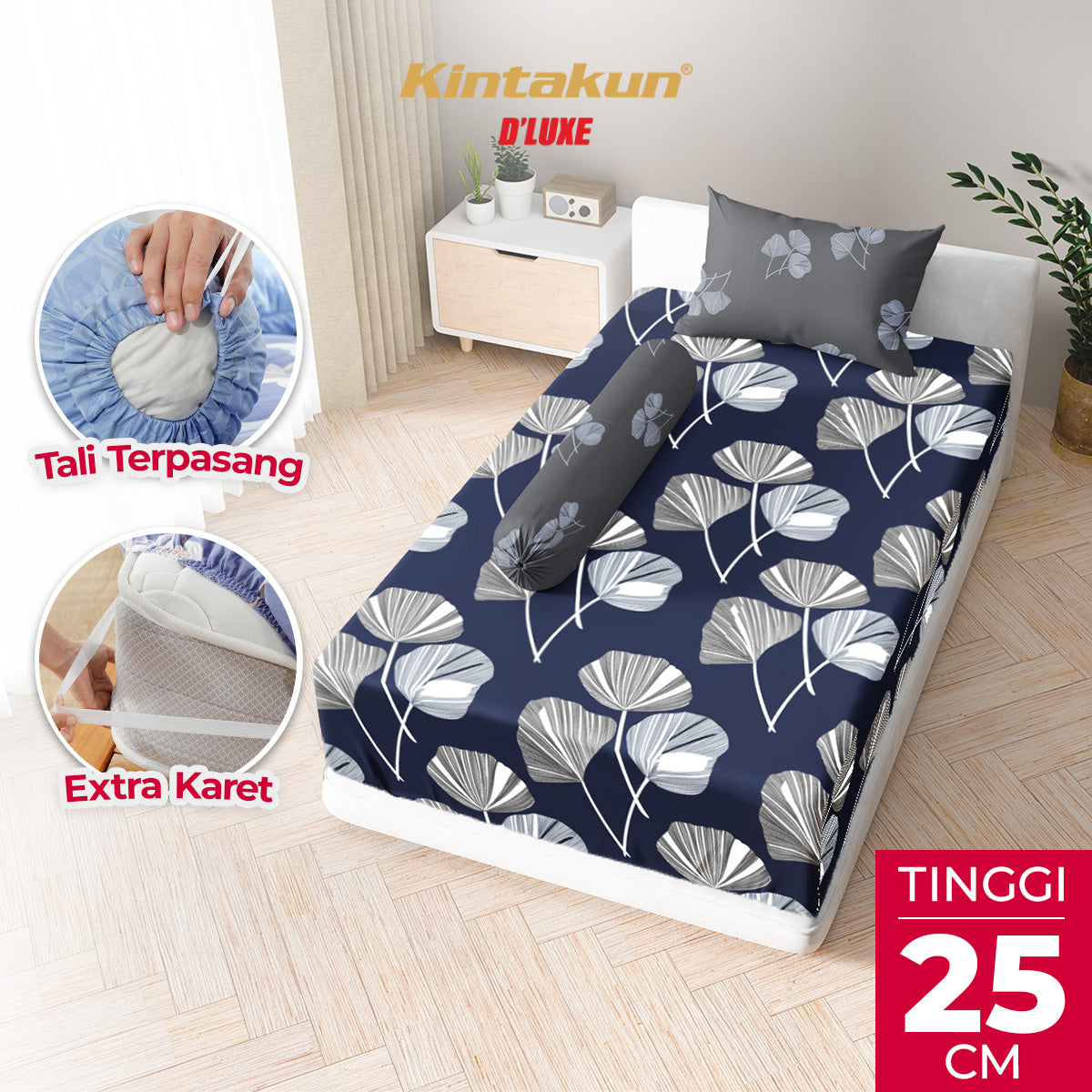 Kintakun Dluxe Sprei Fitted Fahira Tinggi 25cm