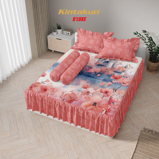 Kintakun Dluxe Sprei Set Rumbai Digital Printing Motif Florie Tinggi 39 cm