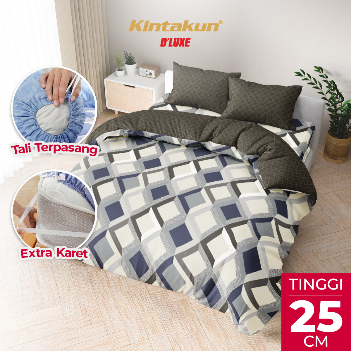 Kintakun Dluxe Bedcover Set Fitted Hasya Tinggi 25cm