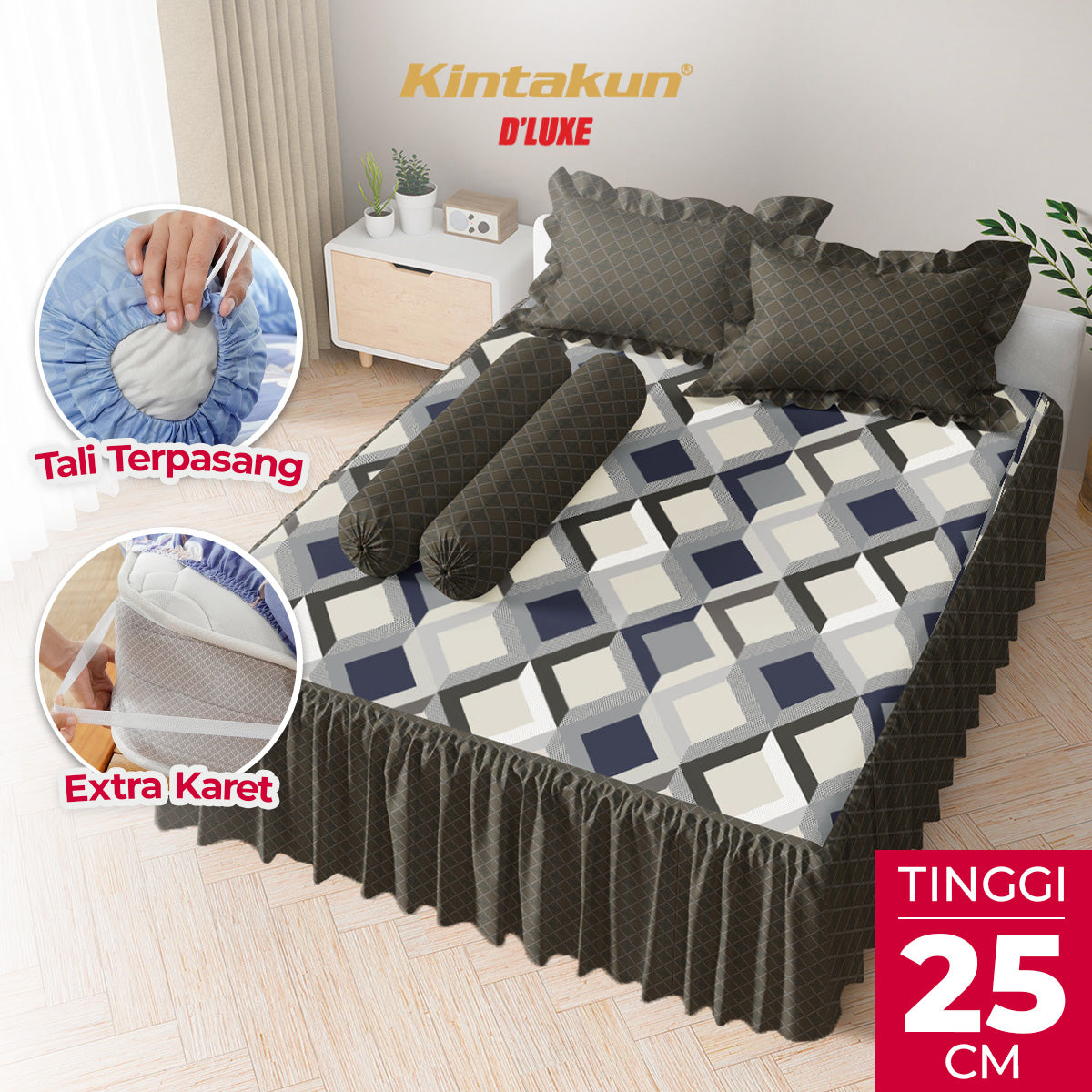 Kintakun Dluxe Sprei Rumbai Hasya Tinggi 25cm