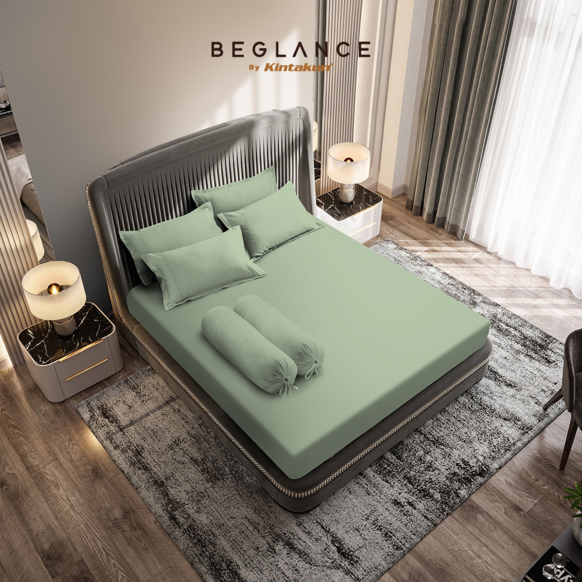 Beglance Cotton Embroidery Sprei Set 160 x 200 Tinggi 35 cm