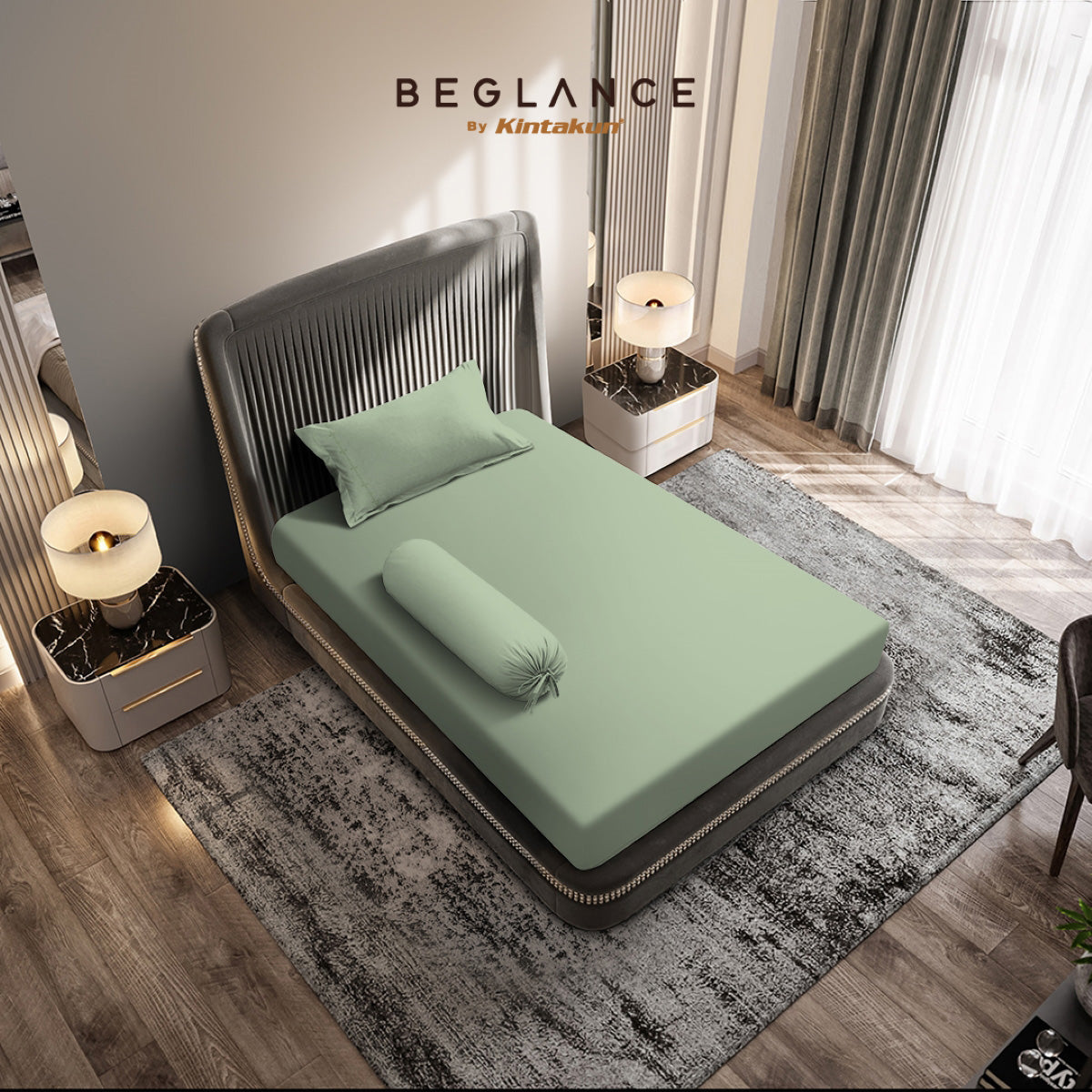 Beglance Cotton Embroidery Sprei Set 120 x 200 Tinggi 35 cm