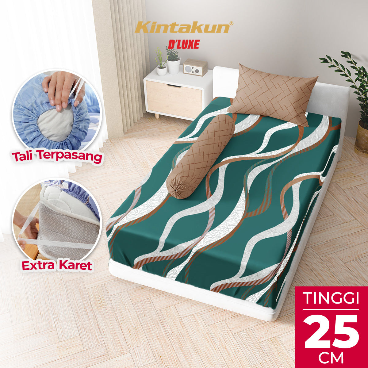 Kintakun Dluxe Sprei Fitted Heliana Tinggi 25cm