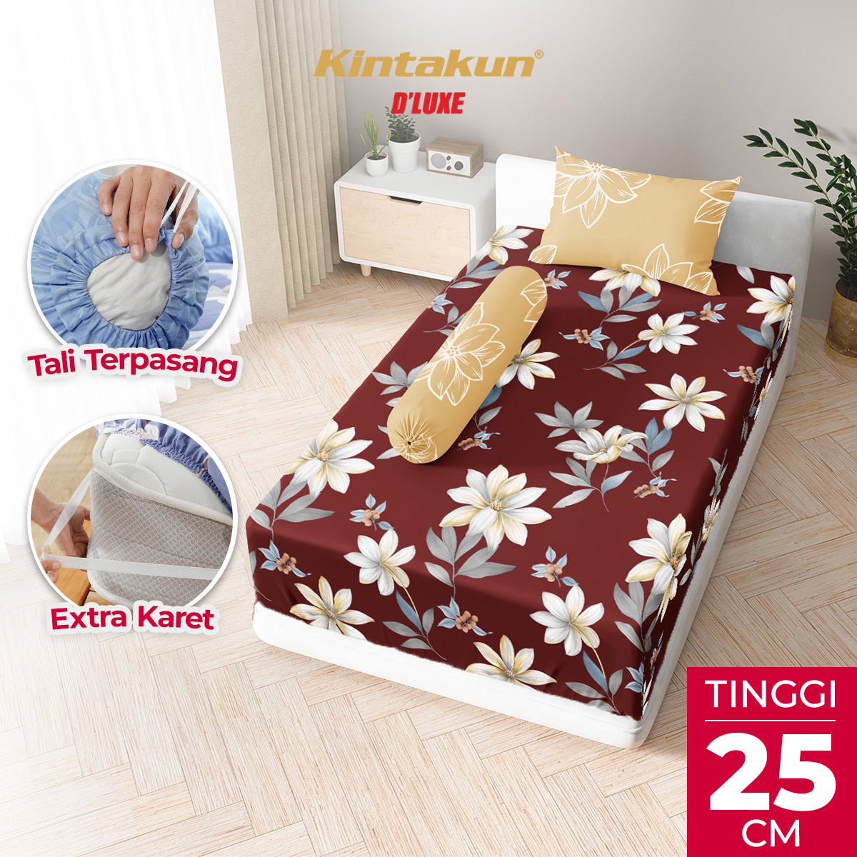 Kintakun Dluxe Sprei Fitted Ismaya Tinggi 25cm