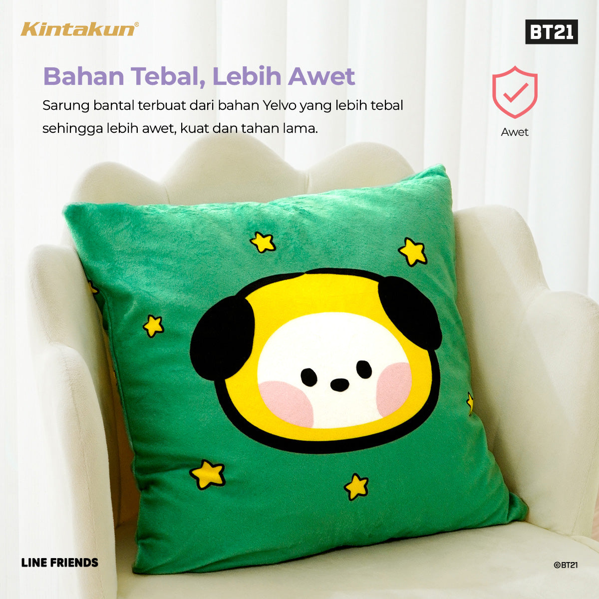 Kintakun Home Bantal Sofa Zipper 40 x 40 Kartun Animasi minini Varian Karakter