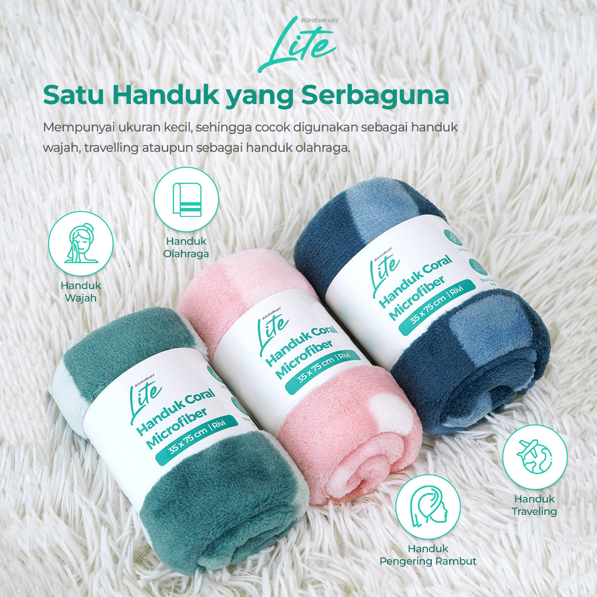 Kintakun Lite Coral Fleece Towel 35 x 75 Minerva