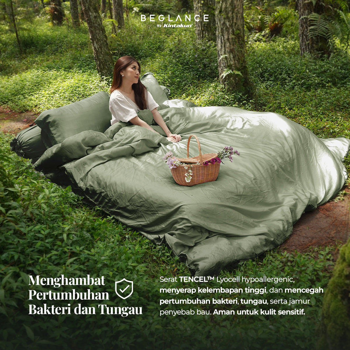 Beglance Cotton Embroidery Sprei Set 160 x 200 Tinggi 35 cm
