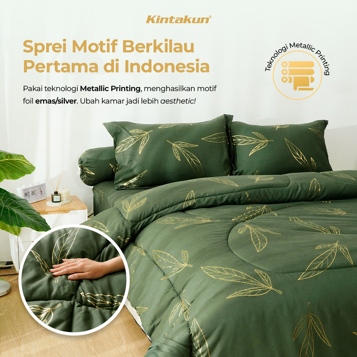 Kintakun Dluxe Gold Sprei Fitted 120 x 200 Tinggi 30cm Varian Motif