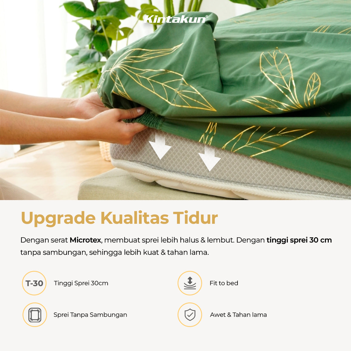 Kintakun Dluxe Gold Sprei Fitted 120 x 200 Tinggi 30cm Varian Motif
