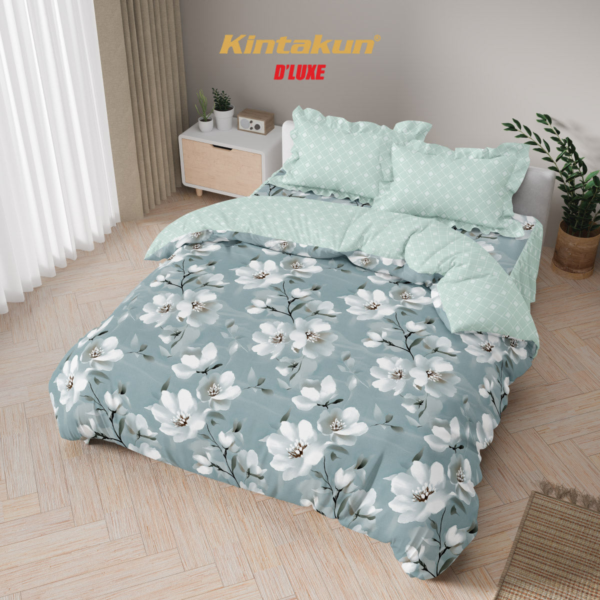Kintakun Dluxe Bedcover Set Rumbai Kanari Tinggi 39cm