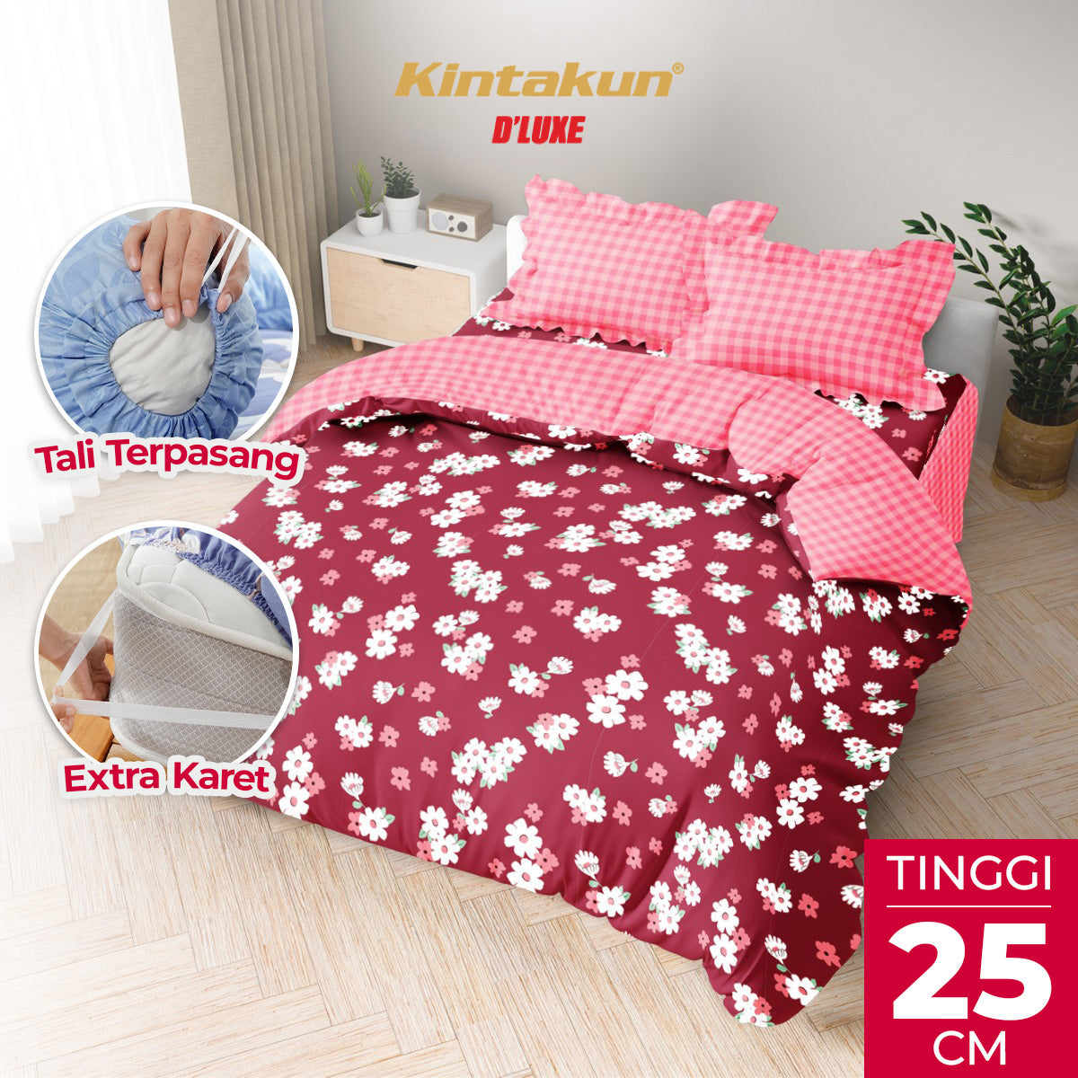 Kintakun Dluxe Bedcover Set Rumbai Laras Tinggi 25cm