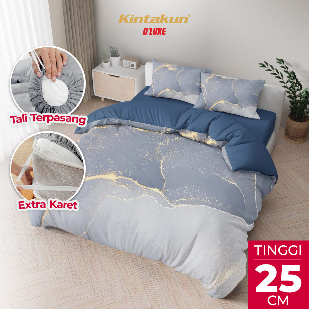 Kintakun Dluxe Bedcover Set Fitted Larzo Tinggi 25cm