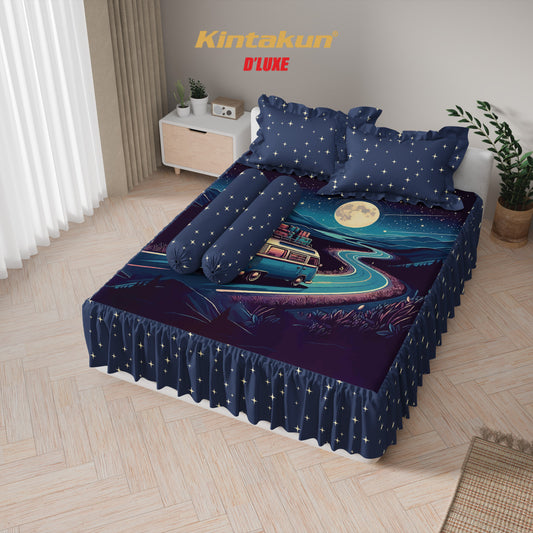Kintakun Dluxe Sprei Set Rumbai Digital Printing Motif Lira Tinggi 39 cm