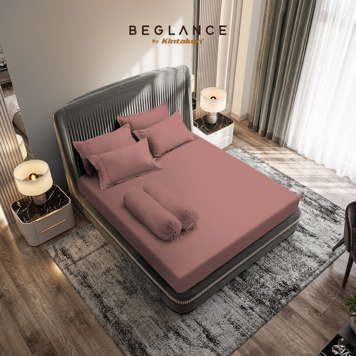 Beglance Cotton Embroidery Sprei Set 160 x 200 Tinggi 35 cm