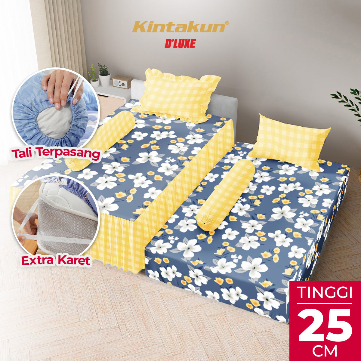 Kintakun Dluxe Sprei Duo 2in1 Lunetta Tinggi 25cm