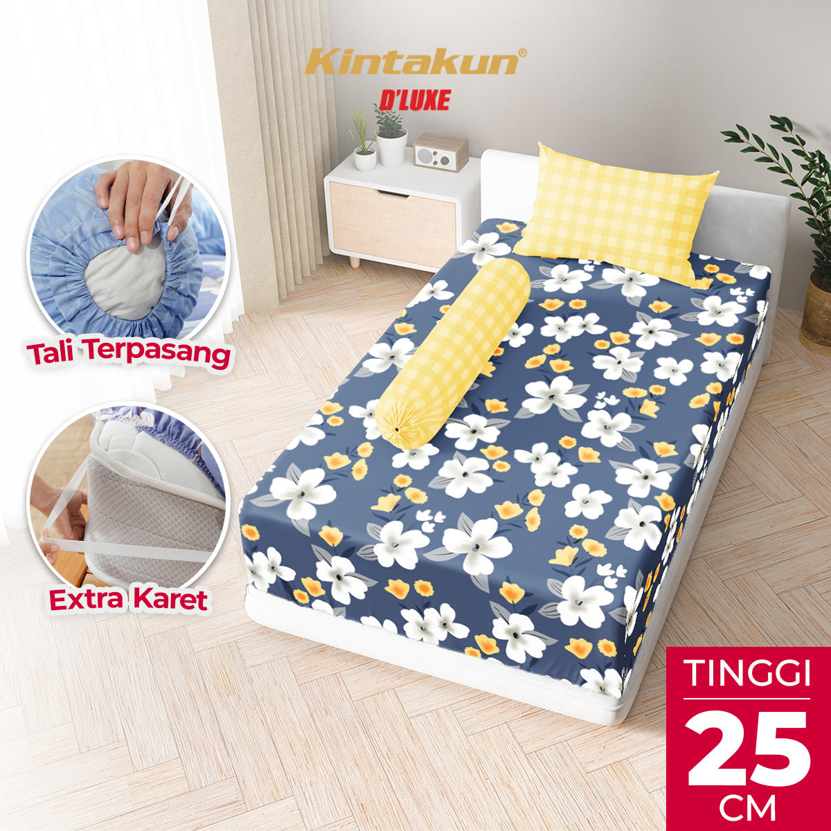 Kintakun Dluxe Sprei Fitted Lunetta Tinggi 25cm