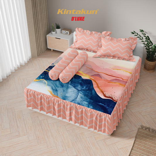 Kintakun Dluxe Sprei Set Rumbai Digital Printing Motif Marion Tinggi 39 cm