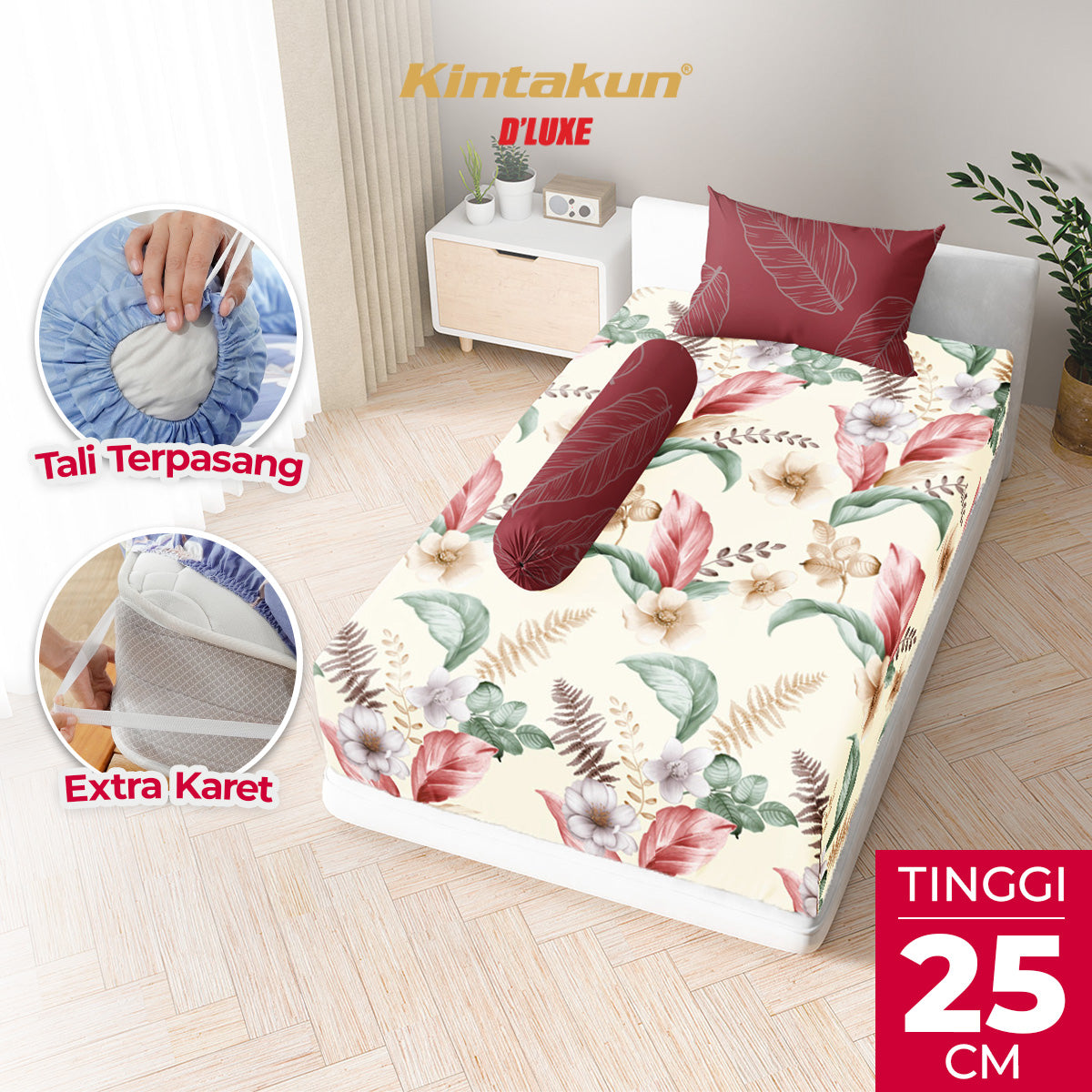 Kintakun Dluxe Sprei Fitted Marmaya Tinggi 25cm
