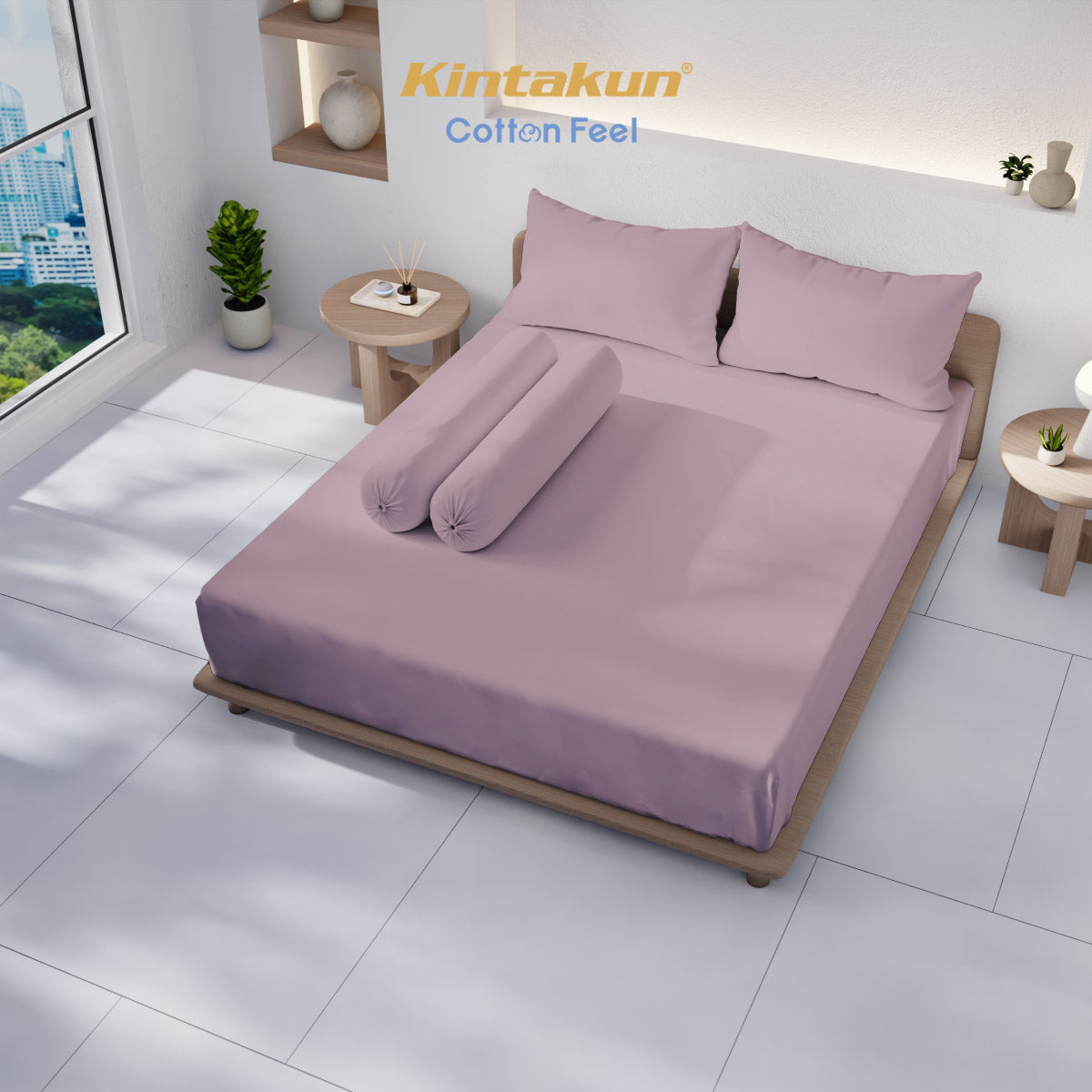 Kintakun Cotton Feel Mix & Match Sprei Pocket Varian Mauve Shadows Tinggi 30 cm