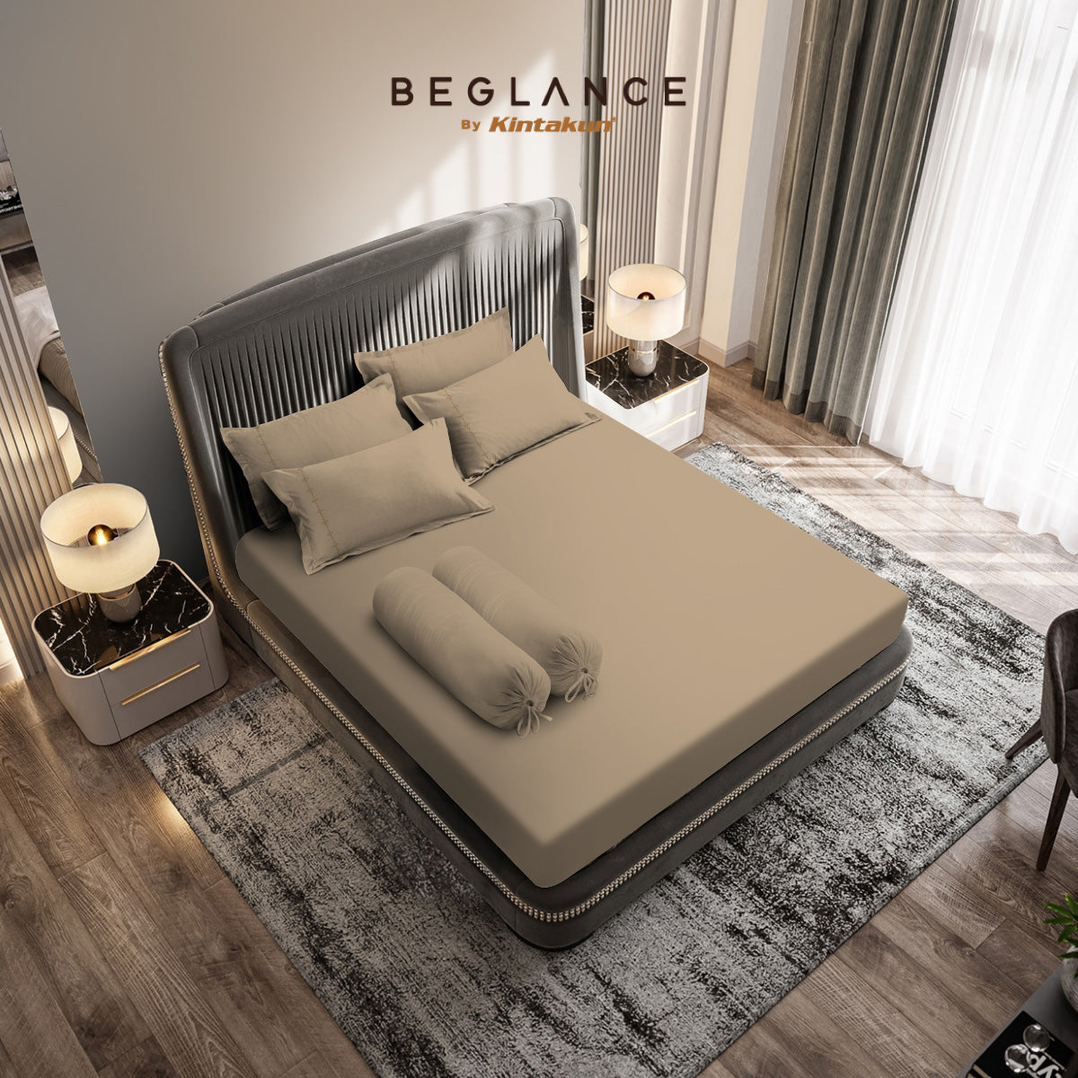 Beglance Cotton Embroidery Sprei Set 200 x 200 Tinggi 35 cm