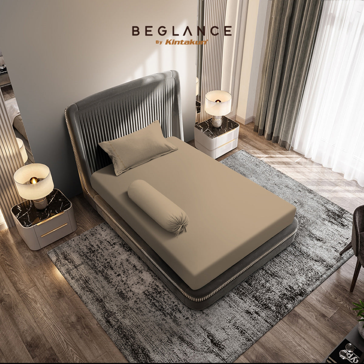 Beglance Cotton Embroidery Sprei Set 120 x 200 Tinggi 35 cm