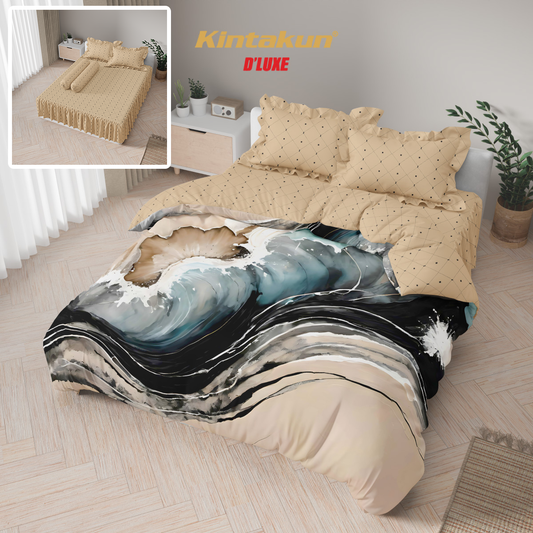 Kintakun Dluxe Bedcover Set Rumbai Digital Print Motif Namira Tinggi 39 cm