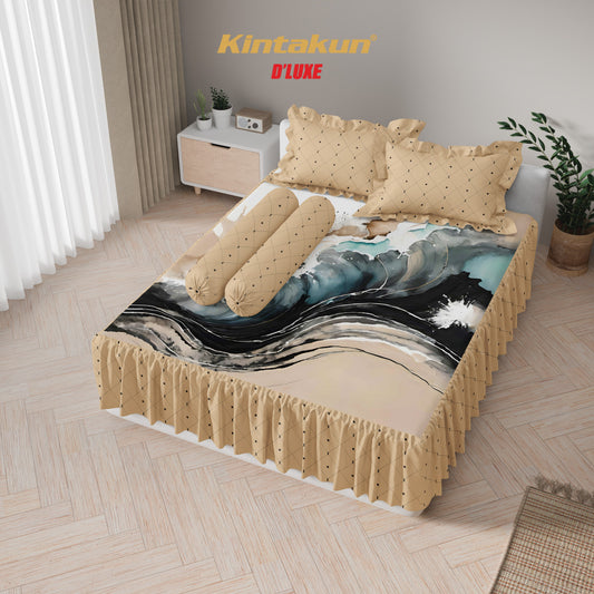 Kintakun Dluxe Sprei Set Rumbai Digital Printing Motif Namira Tinggi 39 cm