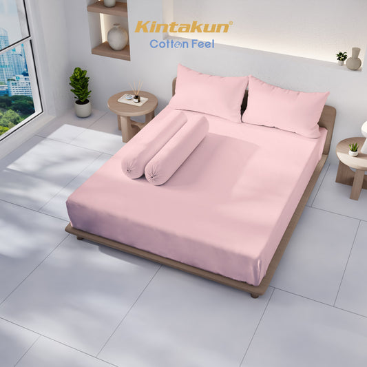 Kintakun Cotton Feel Sprei Fitted Pocket Varian Petal Pink Tinggi 30 cm