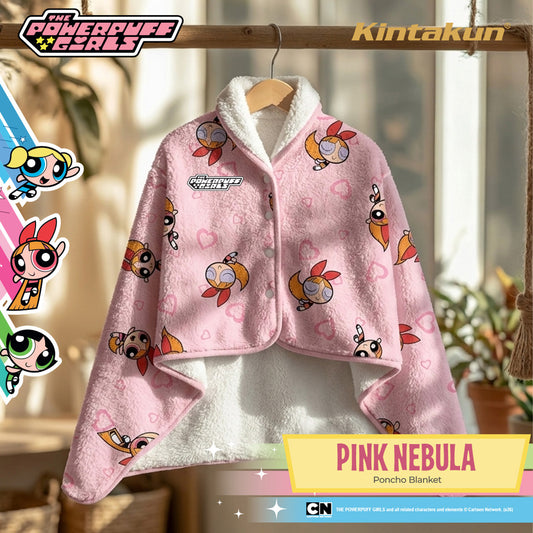 Kintakun DLUXE Poncho Blanket Jaket The Powerpuff Girl Motif Pink Nebula