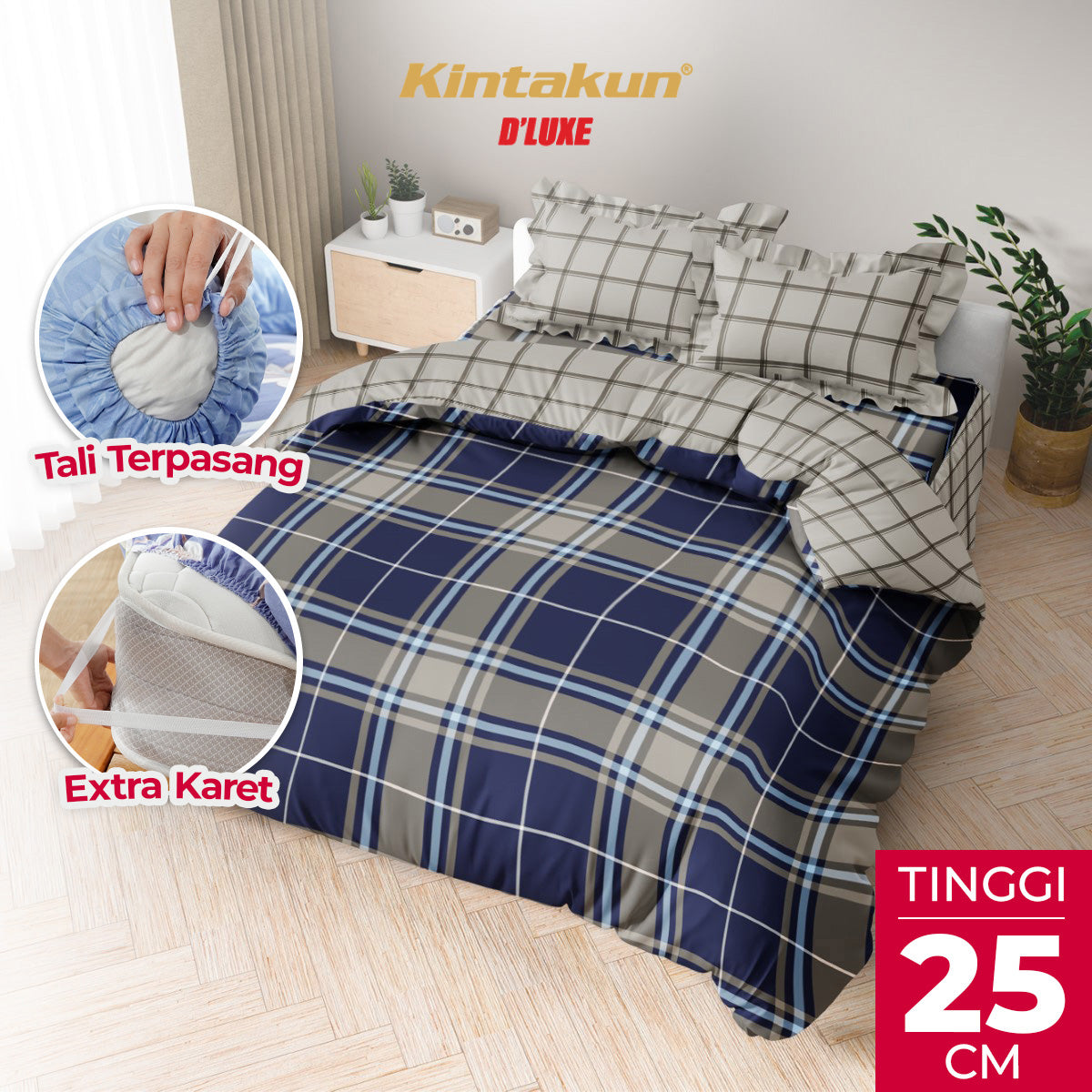 Kintakun Dluxe Bedcover Set Rumbai Priska Tinggi 25cm