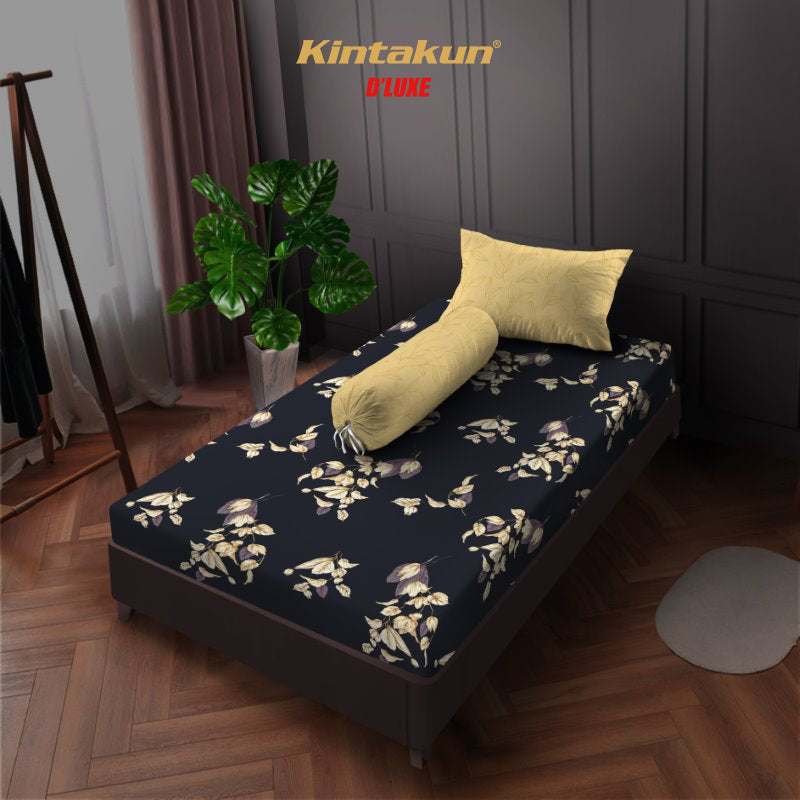 Kintakun Dluxe Sprei Fitted 120 Motif Bunga Tinggi 20 cm