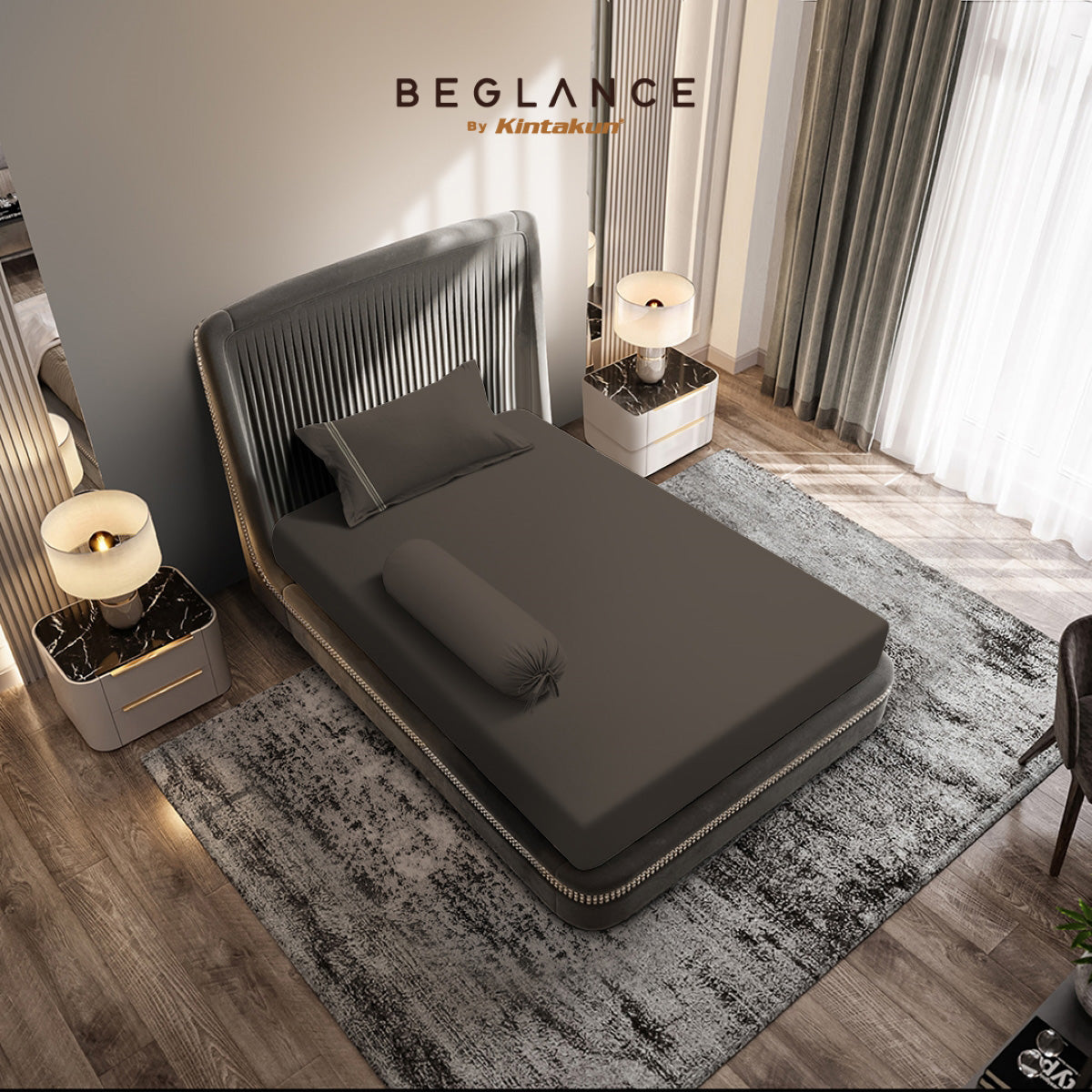 Beglance Cotton Embroidery Sprei Set 120 x 200 Tinggi 35 cm