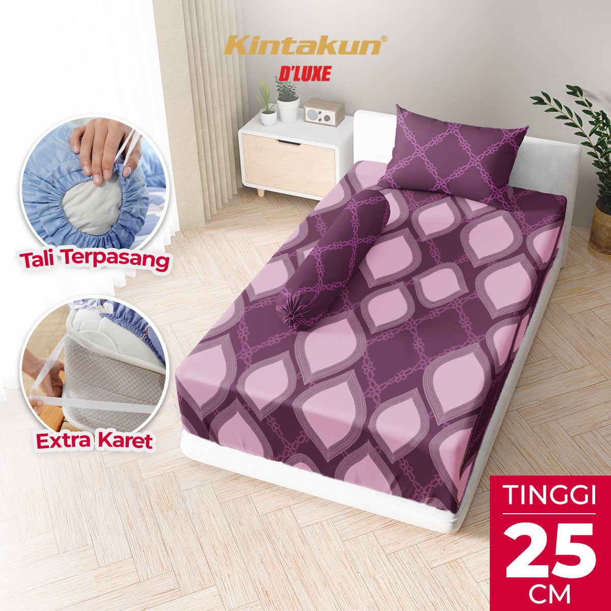 Kintakun Dluxe Sprei Fitted Rosalva Tinggi 25cm