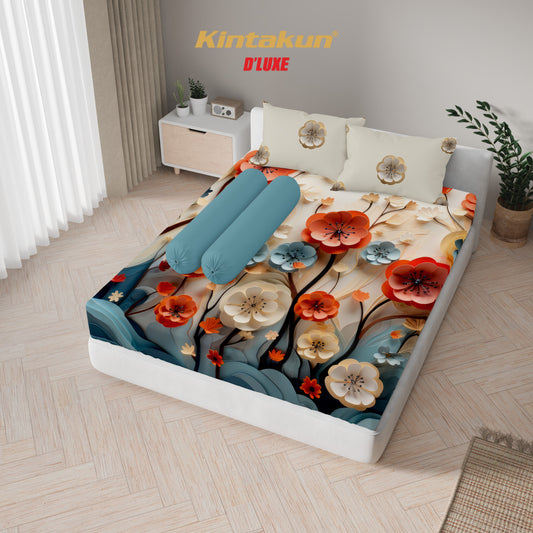 Kintakun Dluxe Sprei Set Fitted Digital Printing Motif Rosetta Tinggi 25 cm