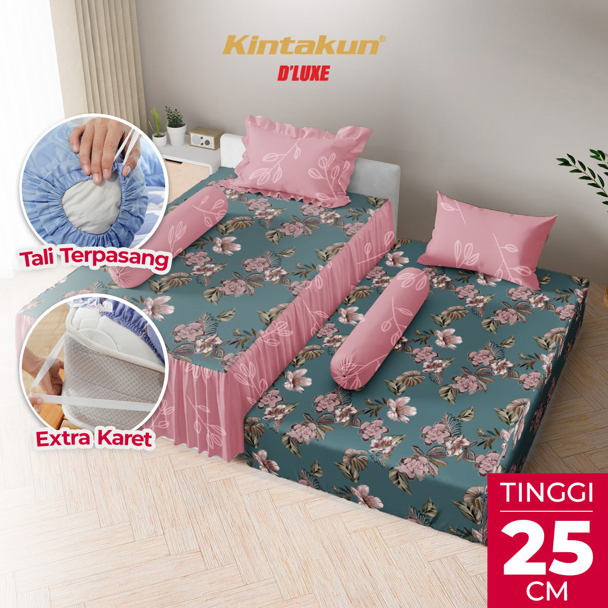 Kintakun Dluxe Sprei Duo 2in1 Safira Tinggi 25cm