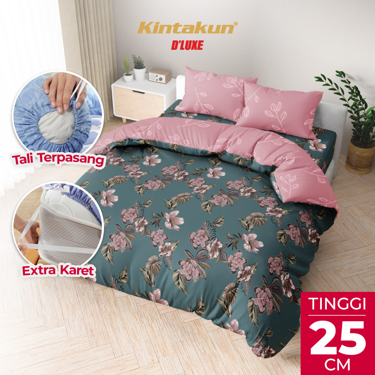 Kintakun Dluxe Bedcover Set Fitted Safira Tinggi 25cm