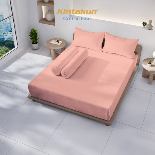 Kintakun Cotton Feel Sprei Fitted Pocket Varian Salmon Tinggi 30 cm